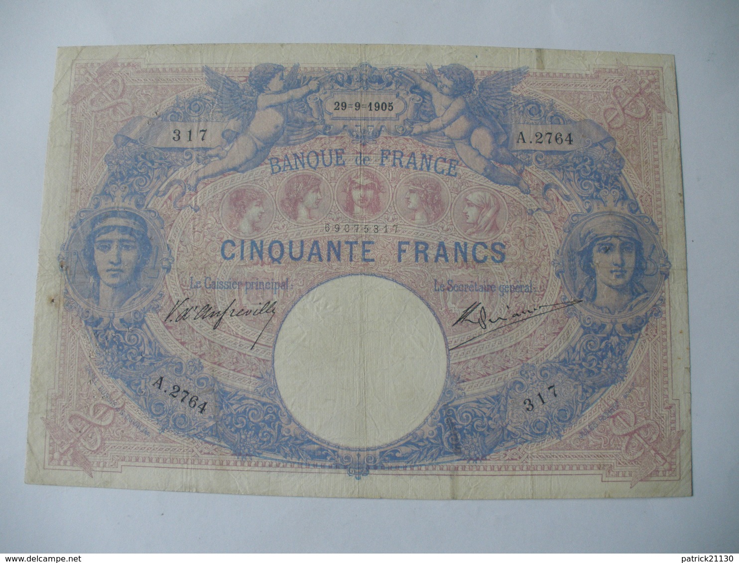 BILLET 50 F BLEU ET ROSE  29/09/1905 FAY 14/17 - 50 F 1889-1927 ''Bleu Et Rose''