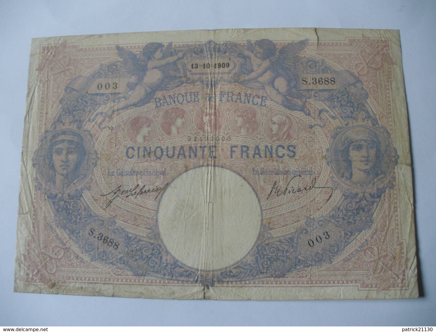 BILLET 50 F BLEU ET ROSE  13/10/1909 FAY 14/22 - 50 F 1889-1927 ''Bleu Et Rose''