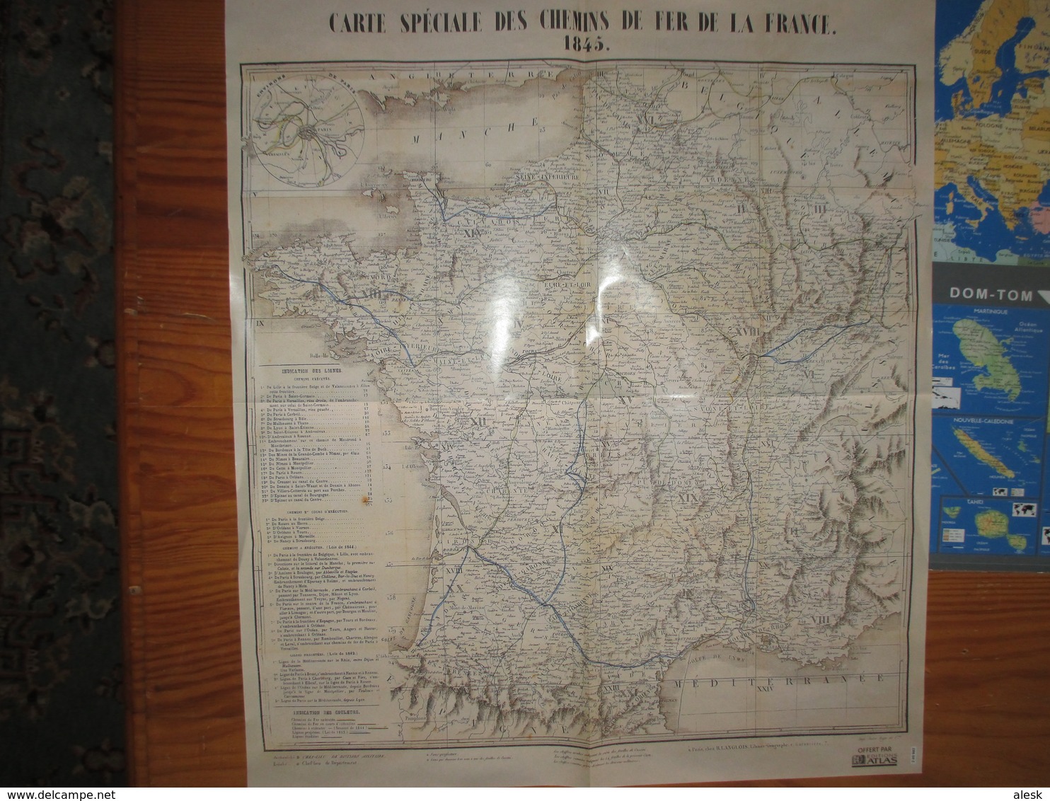 FRANCE - Chemin De Fer De La France 1845 - Reproduction édiion Atlas - Format 44x50cms - Autres & Non Classés