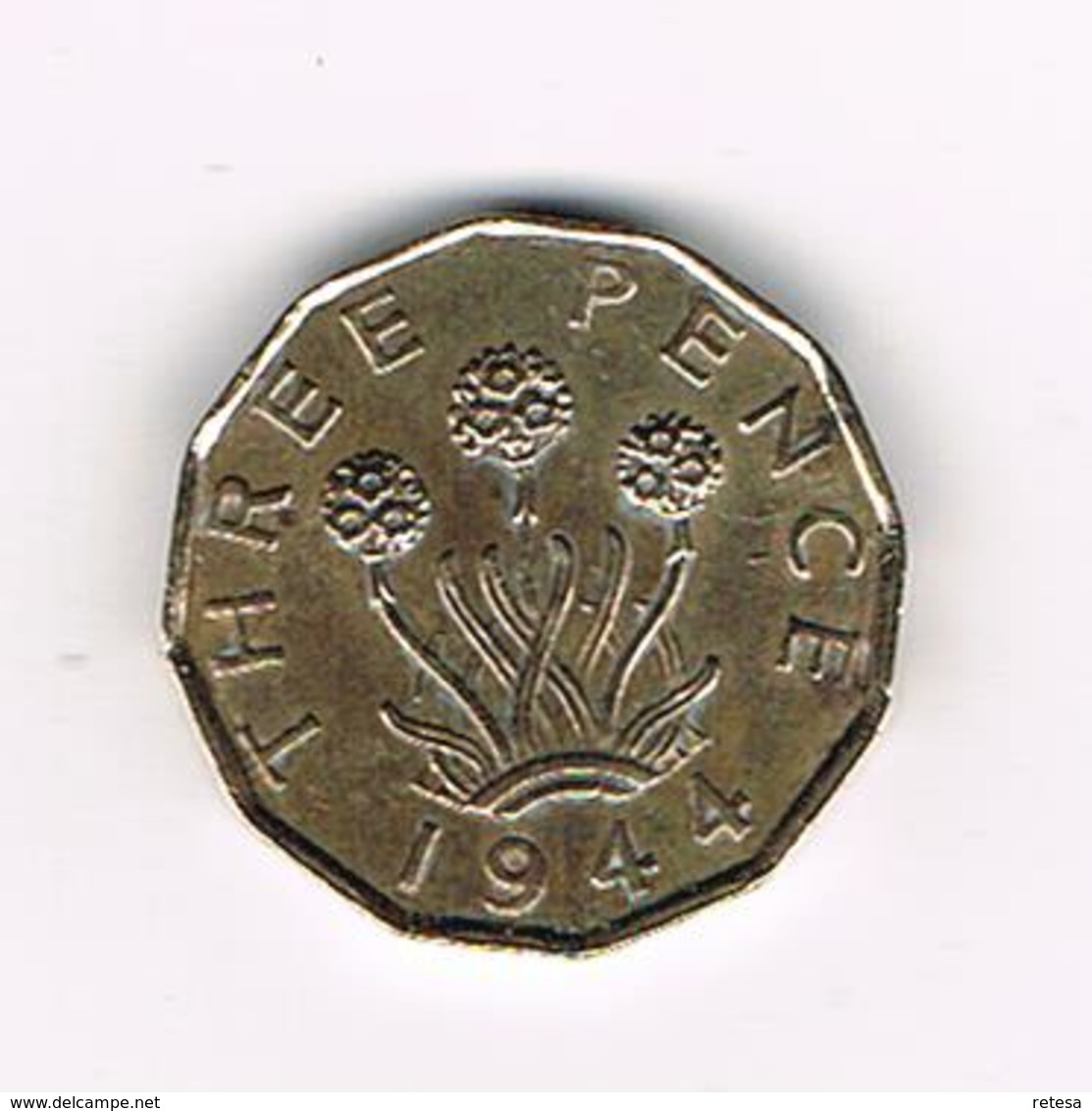 -&  GREAT BRITAIN  3  PENCE  1944 - F. 3 Pence