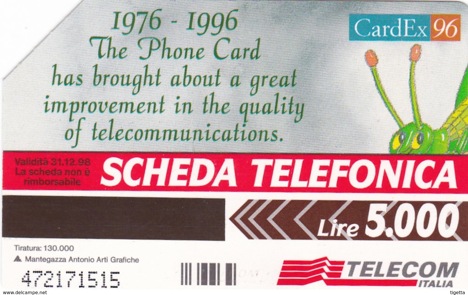 SCHEDA TELEFONICA  CARDEX 96  SCADENZA 31/12/1998 USATA - Pubbliche Speciali O Commemorative