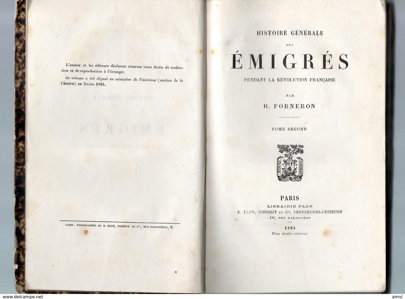 E01 - 1884 - Histoire Generale Des Emigres Pendant La Revolution Française - FORNERON - Tome 2 - 1801-1900