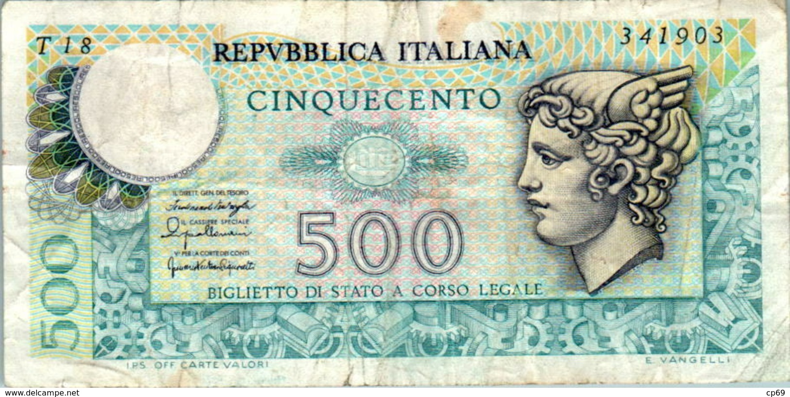 Billet De Banque Italien Italie 500 Lire Cinquecento T18 341903 20/12/1976 En B.Etat - 500 Lire