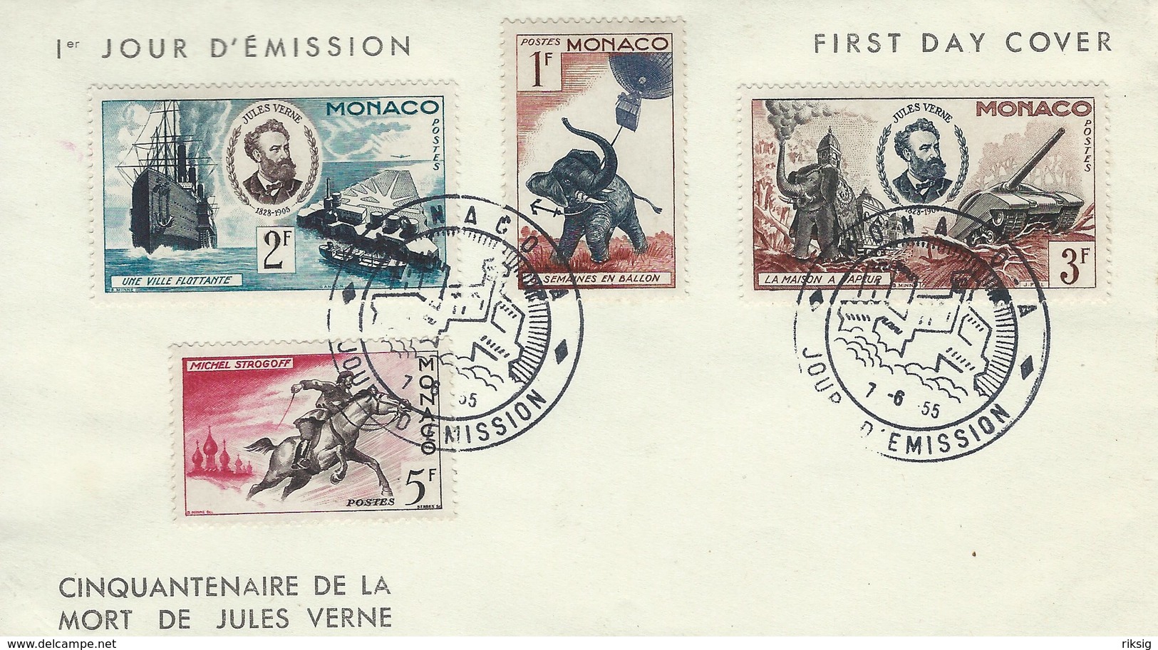 Monaco - Fdc. Cinquantenaire De La Mort De Jules Verne. H-1577 - FDC