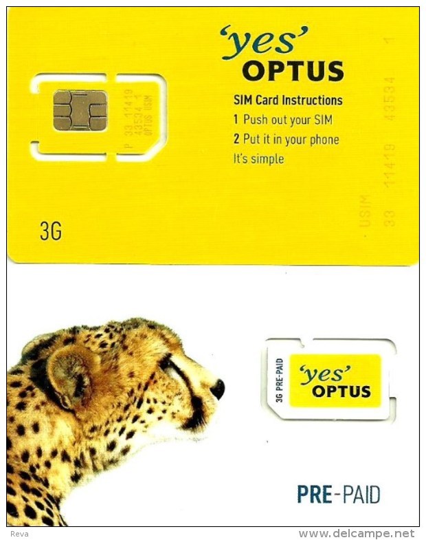 AUSTRALIA GSM MOBILE "OPTUS " CHEETAH ANIMAL WHITE 3RD TYPE CHIP READ DESCRIPTION !!! - Australia