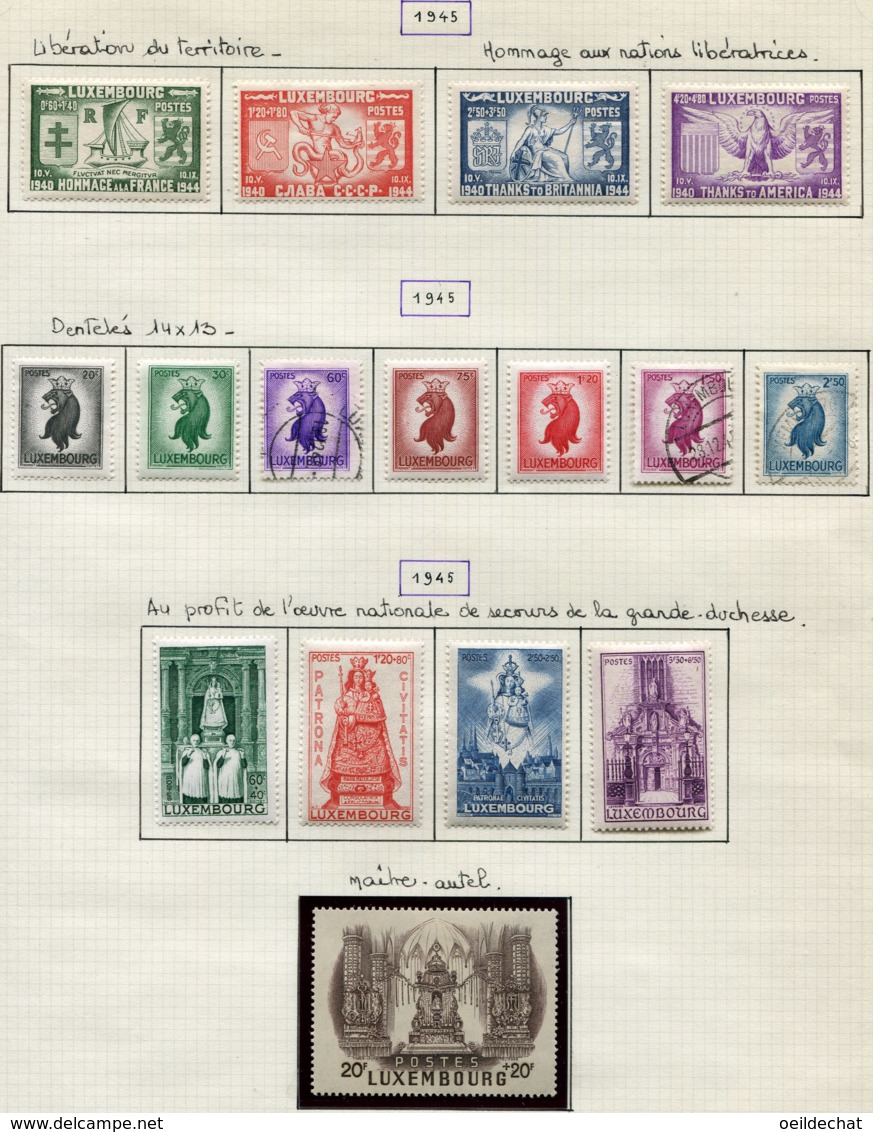 12048 LUXEMBOURG Collection Vendue Par Page N° 356/9, 360/6, 367/71 *     1945    B/TB - Collections