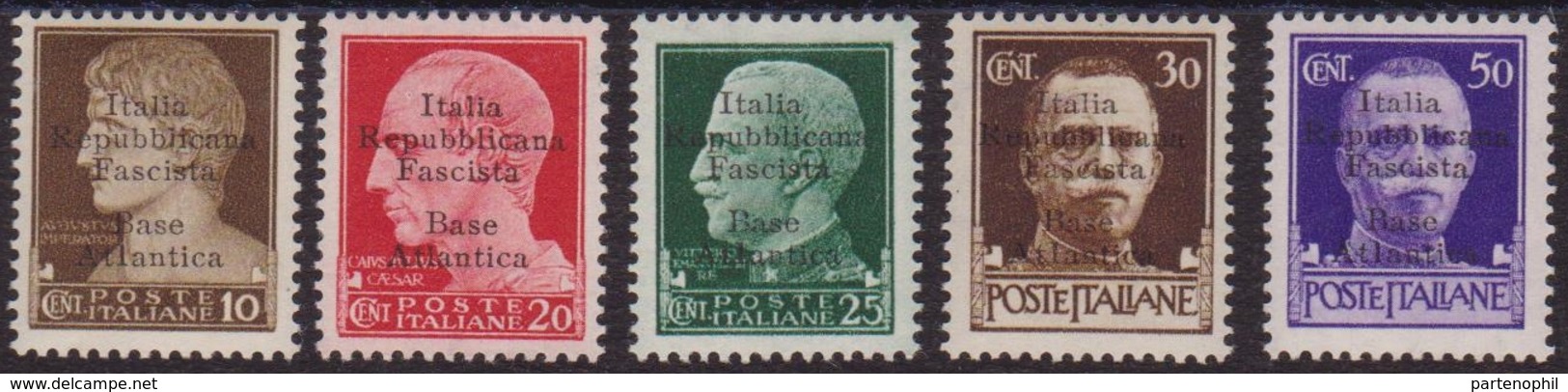 376 ** Base Atlantica 1944 – Soprastampati N. 6+8/11. Cert. Biondi. Cat. € 750,00. SPL - Local And Autonomous Issues