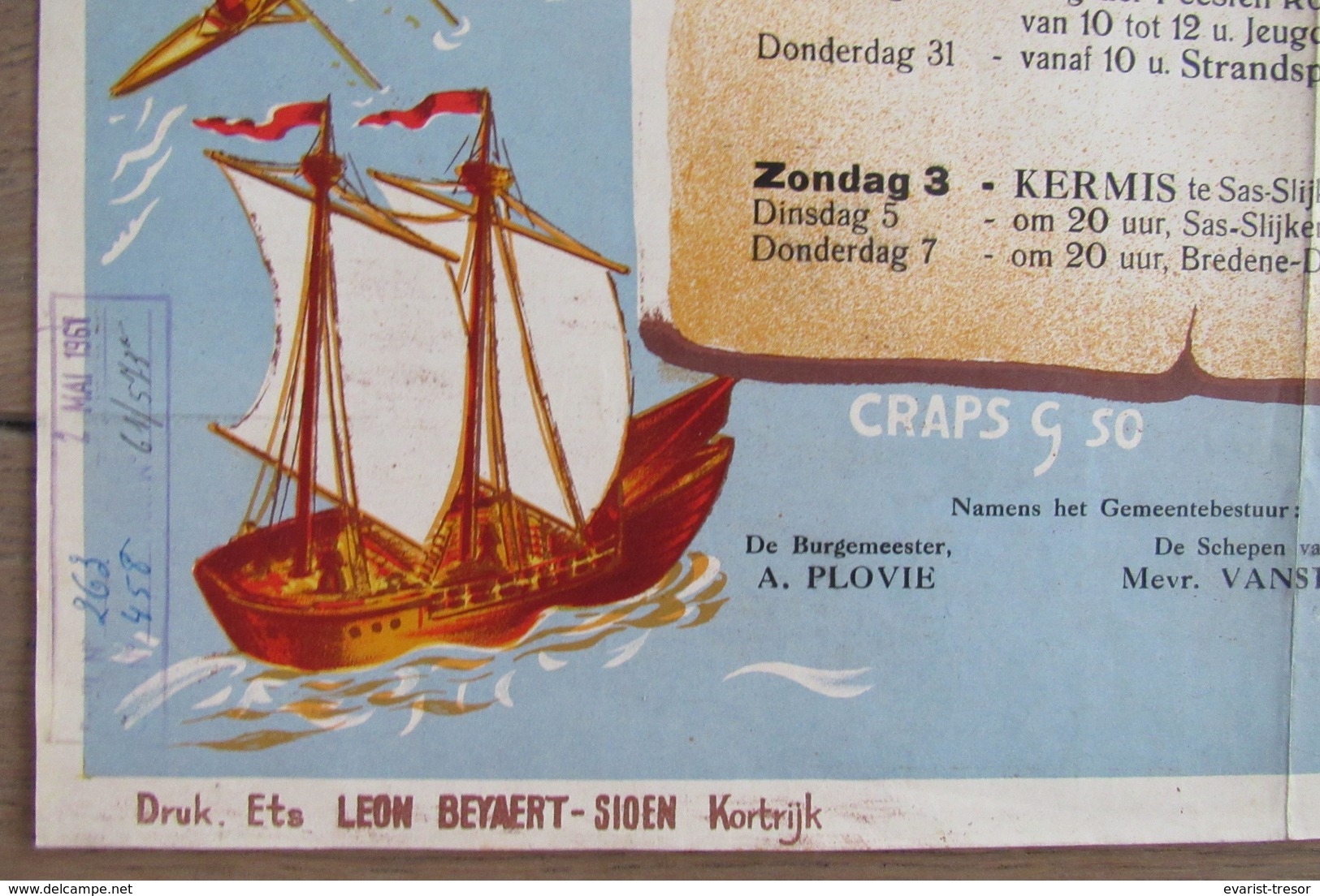Cpa/pk Bredene S/Mer Affiche Feestkalender 1961 - Posters