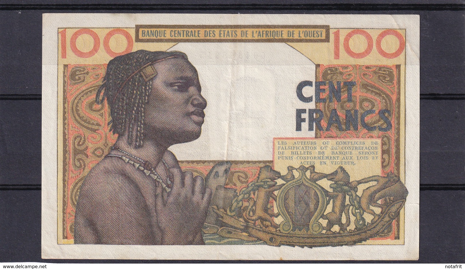 Aof West Africa 100 Fr General Issue ( No Letter ) Not Dated - Stati Dell'Africa Occidentale