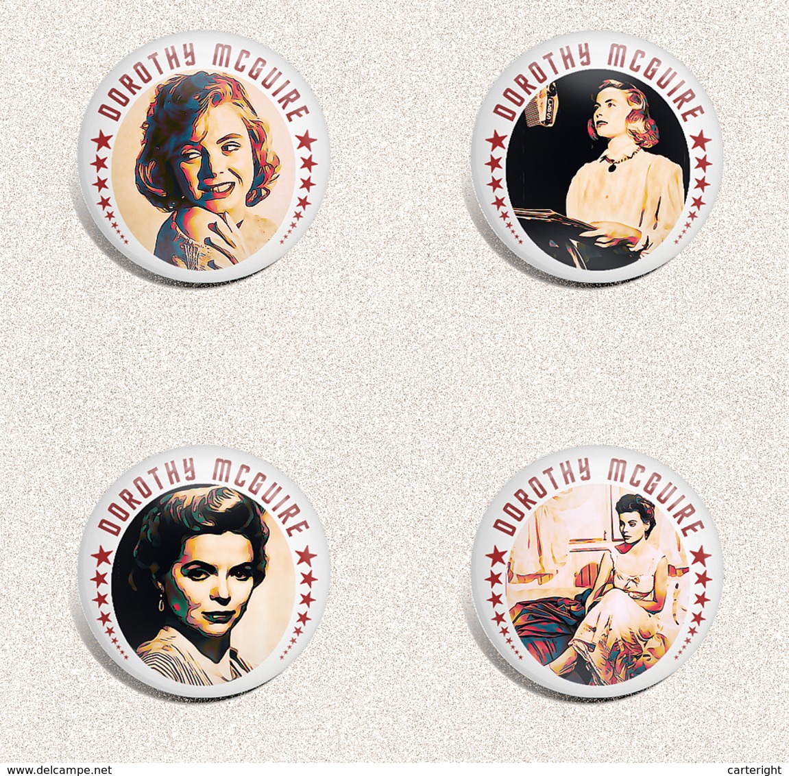 DOROTHY MCGUIRE Movie Film Fan ART BADGE BUTTON PIN SET 2 (1inch/25mm Diameter) 60x - Cinéma