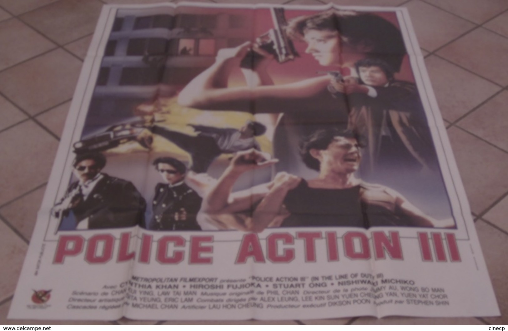 AFFICHE CINEMA ORIGINALE FILM POLICE ACTION 3 Cinthia KHAN Hiroshi FUJIOKA KARATE Arts Martiaux TBE 1988 - Affiches & Posters