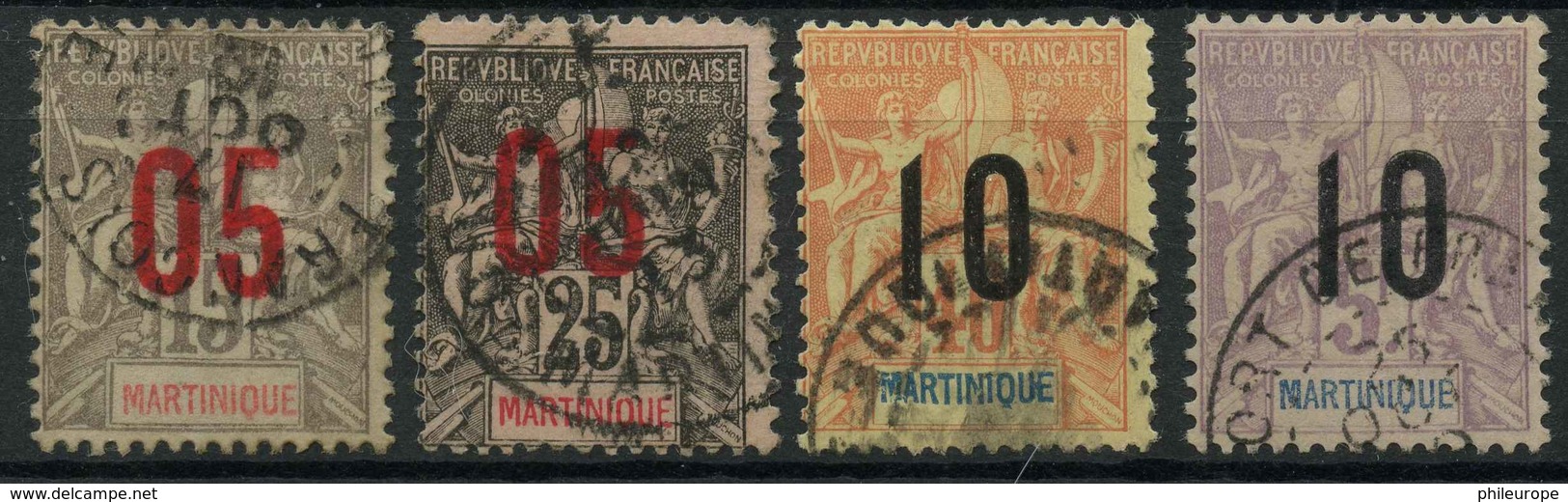 Martinique (1912) N 78 à 81 (o) - Oblitérés