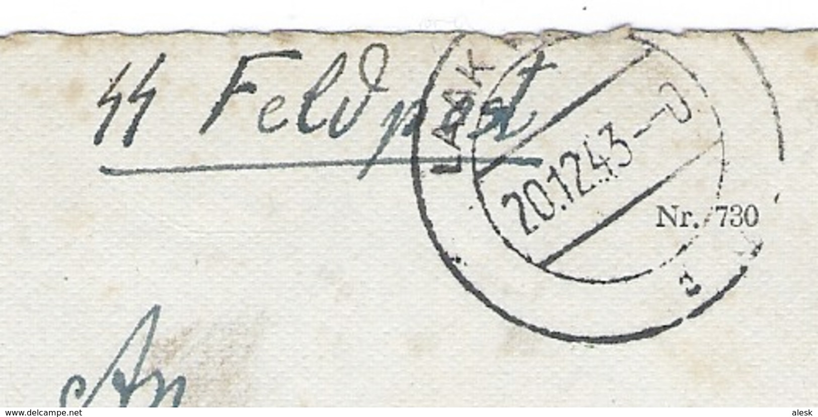 LAAK An Der ZAIER - Škofja Loka 20 Décembre 1943 SS Feldpost Pour Fégersheim - Censure Gendarmerie - CP - Lettres & Documents