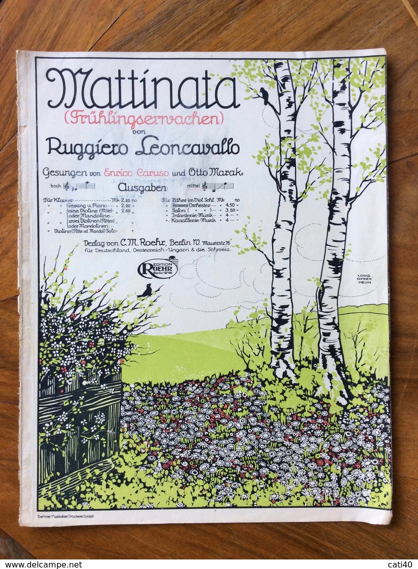 GRAFICA EDITORIALE  GERMANIA 1904  MATTINATA Von LEONCAVALLO Gesungen Von ENRICO CARUSO Und Otto Marak - Folk Music