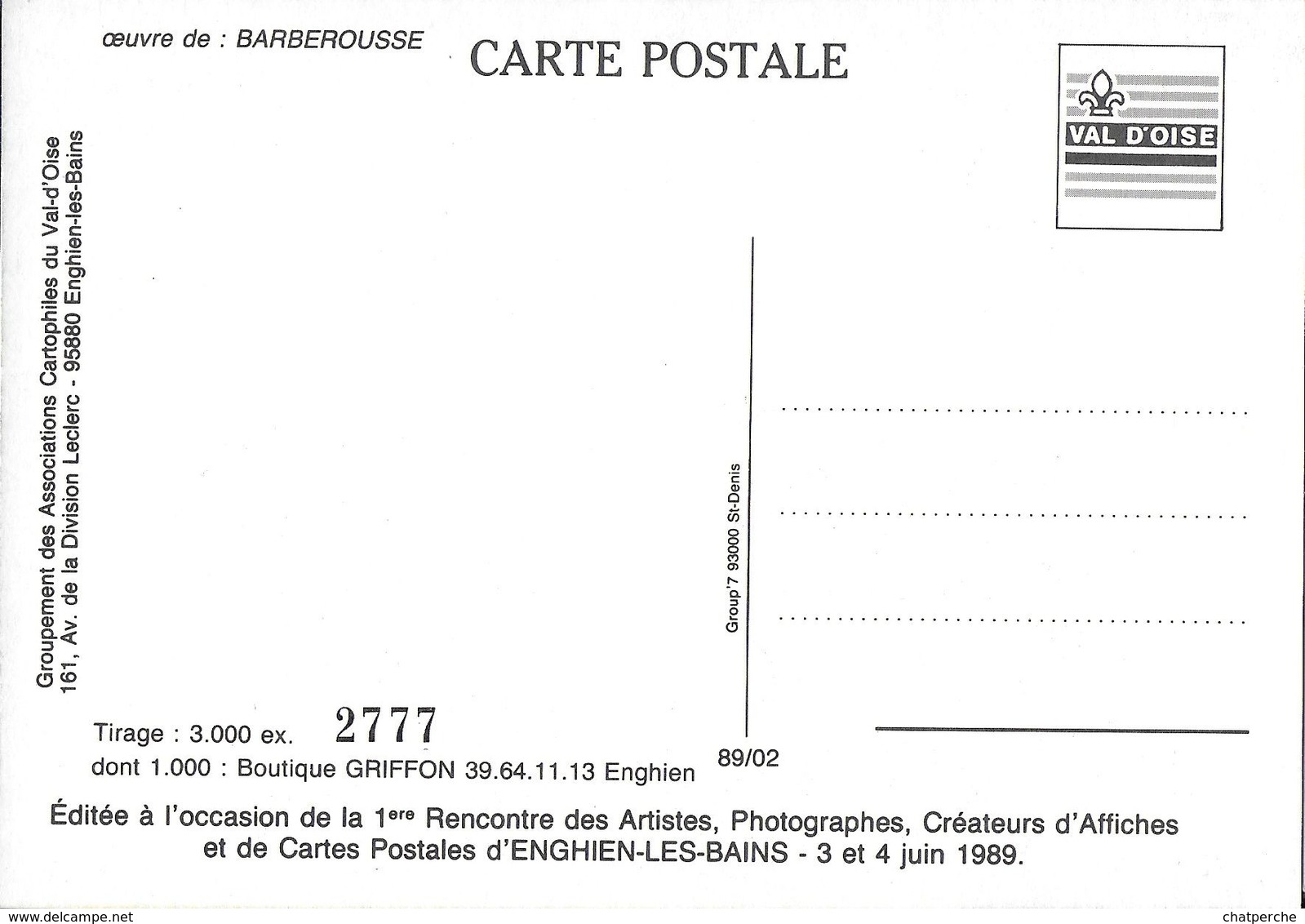 BARBEROUSSE  ILLUSTRATEUR SALON CARTOPHILE ENGHIEN LES BAINS 1989 SUCIDE - Barberousse