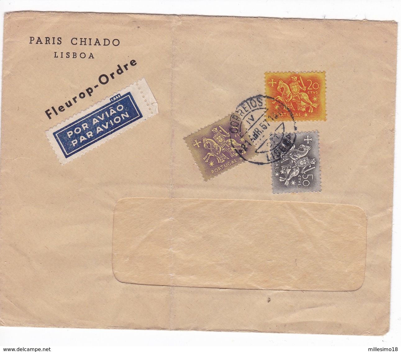 Portugal Portogallo 1957 Air Mail Postal Cover Por Aviao - Storia Postale