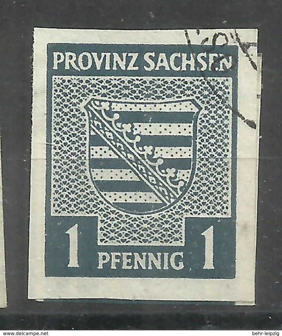 Sowjetische Zone 66X " 1 Pfg.-Briefmarke Der Provinz Sachsen Mit Abbildung Des Wappens, Aus Satz" Gestempelt Mi.:6,00 - Autres & Non Classés