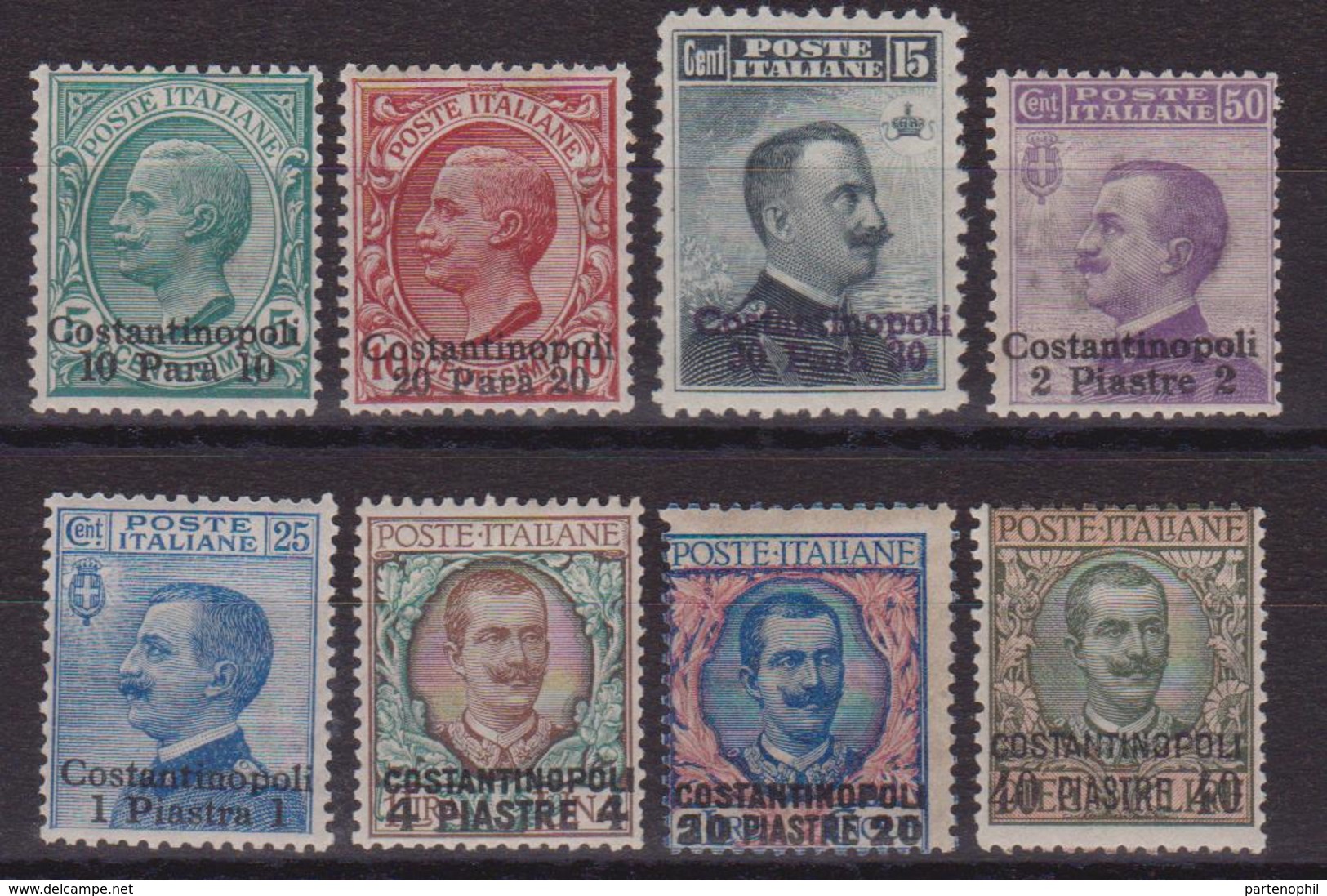 439 ** Costantinopoli 1909/11 – Soprastampati N. 20/27. Cert. Biondi. MNH - Altri & Non Classificati