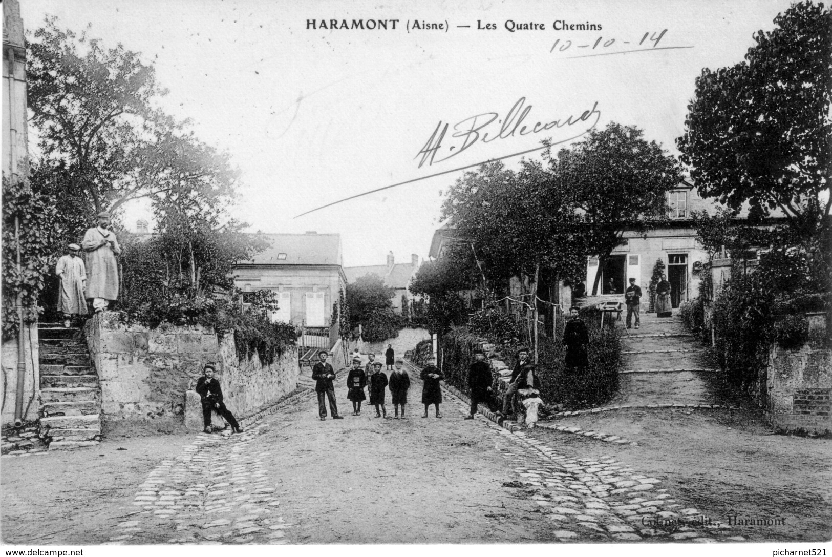 CPA De HARAMONT (Aisne) - Les Quatre Chemins. Edition Colinet. Circulée En 1914. Bon état. - Autres & Non Classés