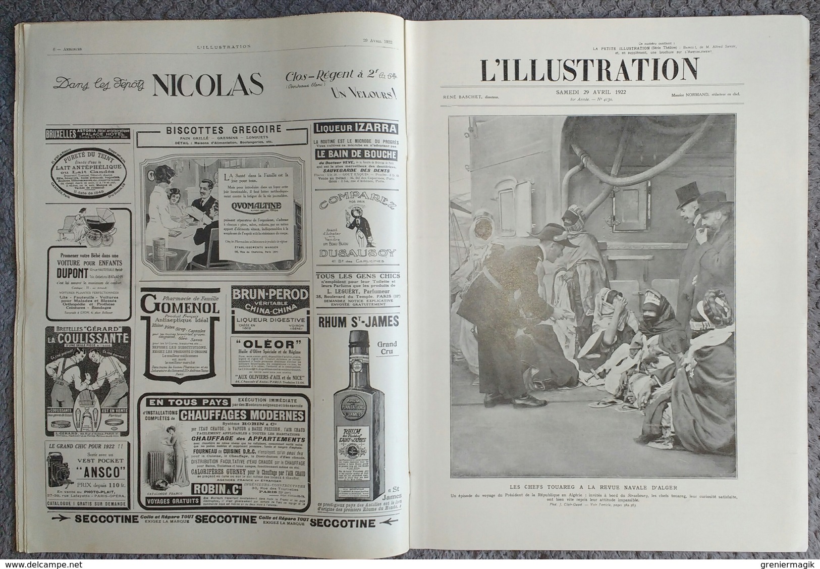 L'Illustration 4130 29 Avril 1922 Conférence De Gènes/Algérie/Maroc/Tunisie/Chaliapine/Fêtes Provençales De Vence - L'Illustration