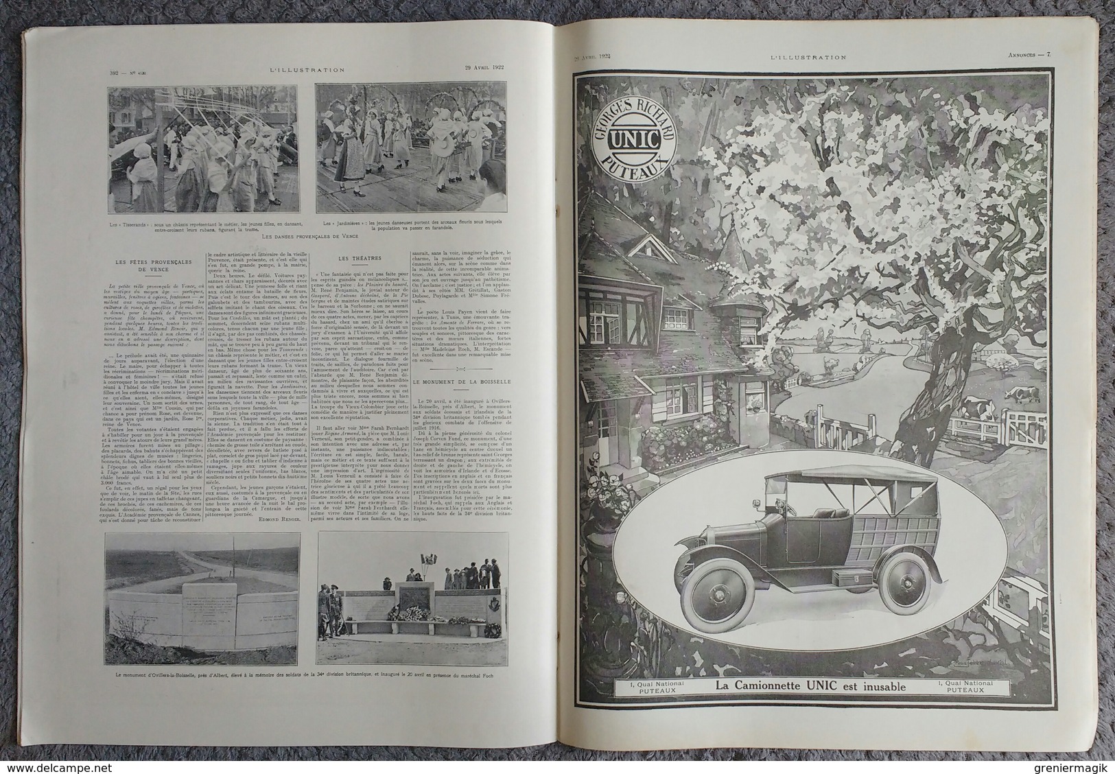 L'Illustration 4130 29 avril 1922 Conférence de Gènes/Algérie/Maroc/Tunisie/Chaliapine/Fêtes provençales de Vence