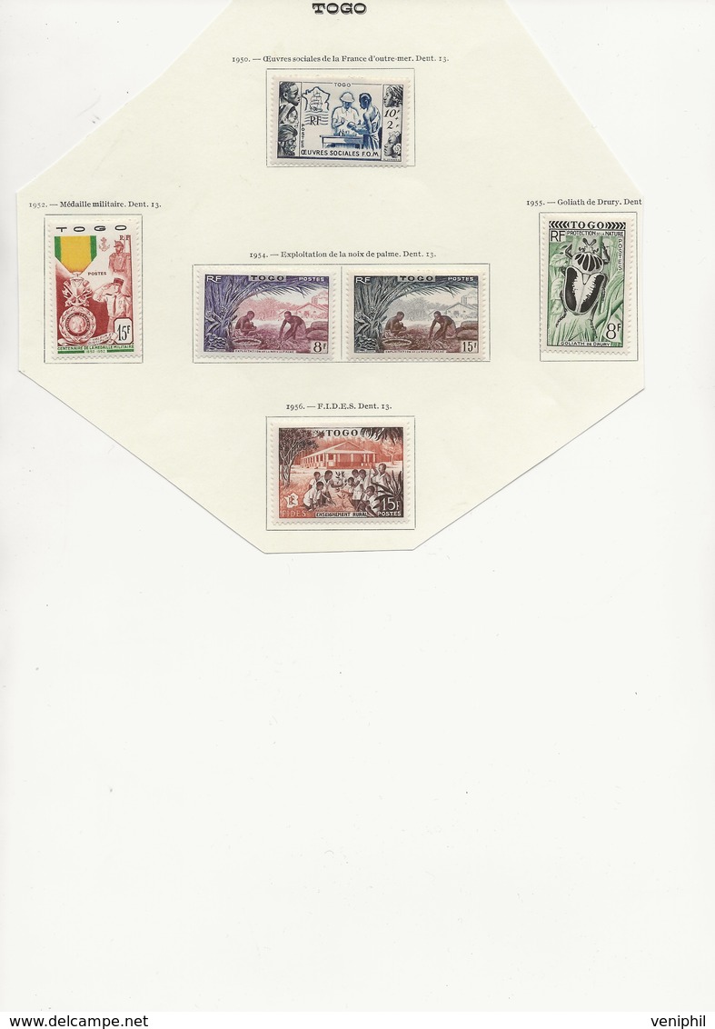 TOGO - N° 254 A 259 NEUF CHARNIERE PROPRE - ANNEE 1950 A 1956 - COTE: 21,25 € - Neufs