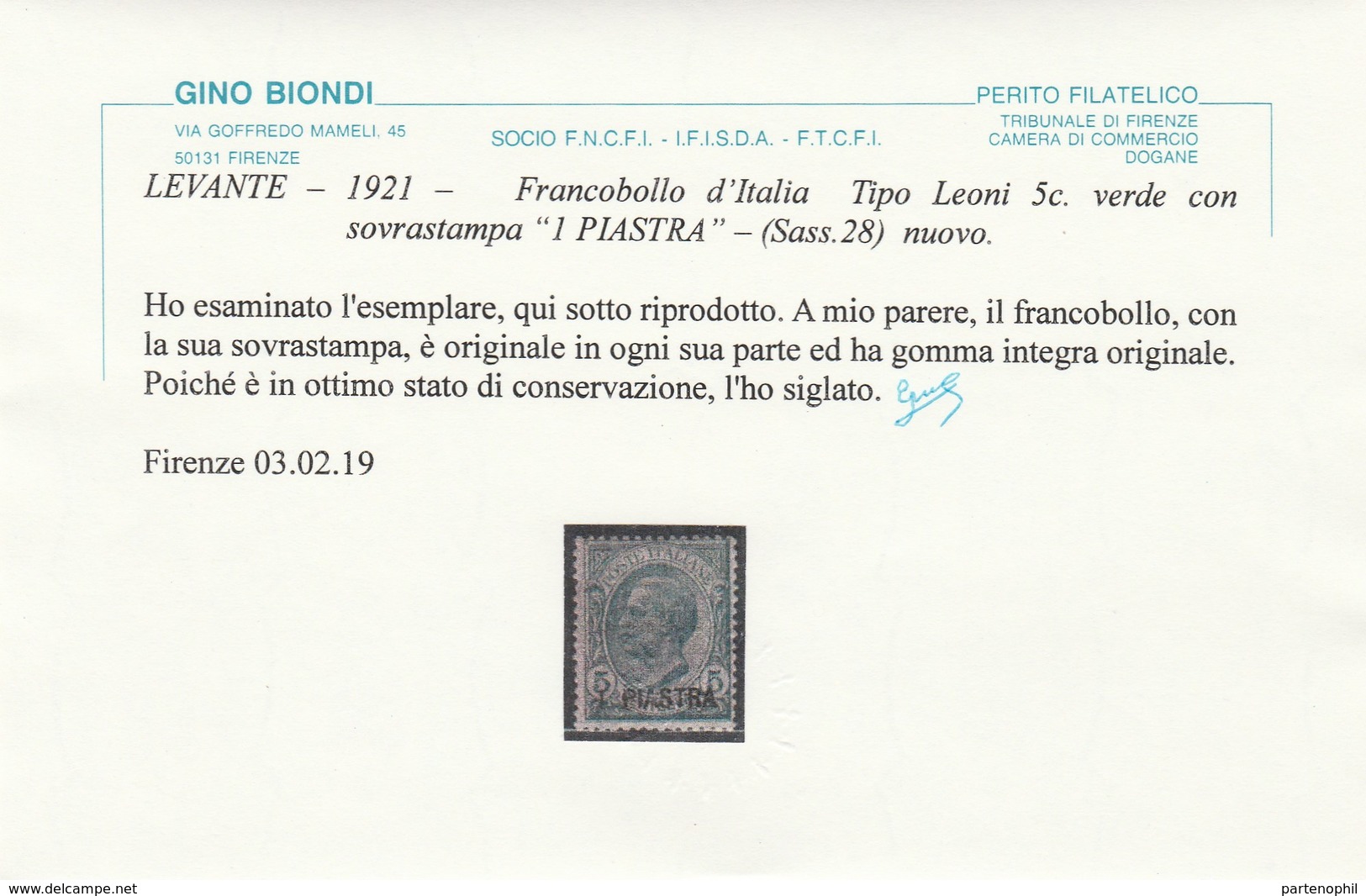 440 * Costantinopoli 1909/11 – Soprastampati N. 28/32. Cert. Biondi. MH - Altri & Non Classificati