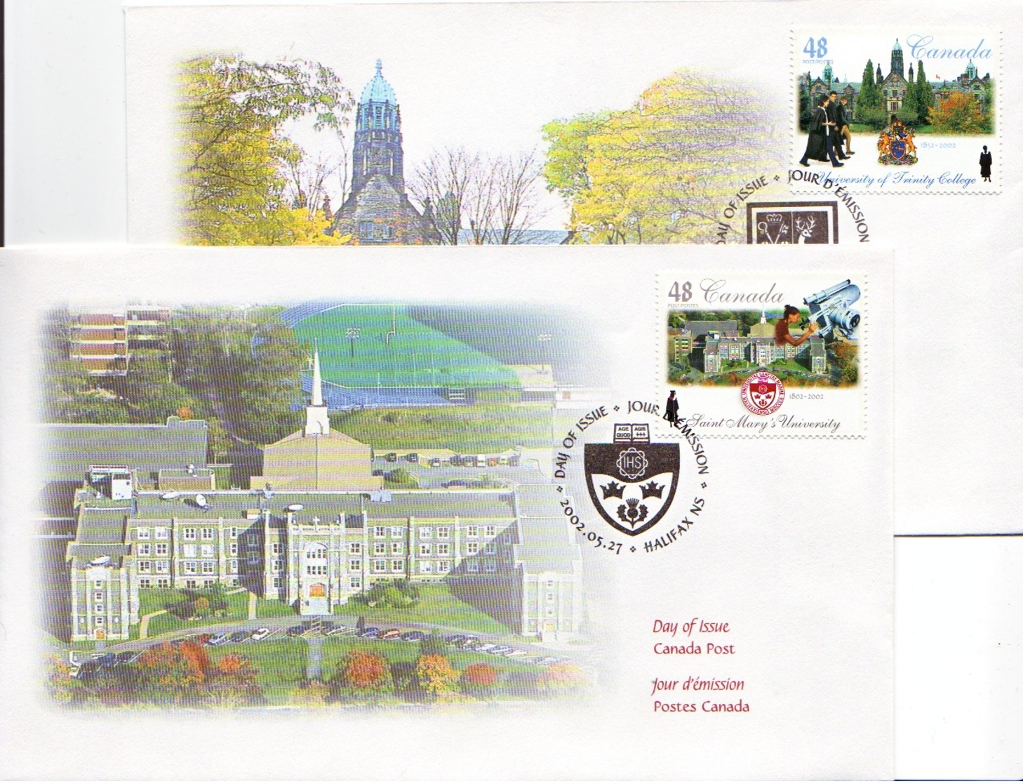 CANADA : 2002 - Lot De 2  FDC - Universités - Trinity College - Saint Mary's - 2001-2010