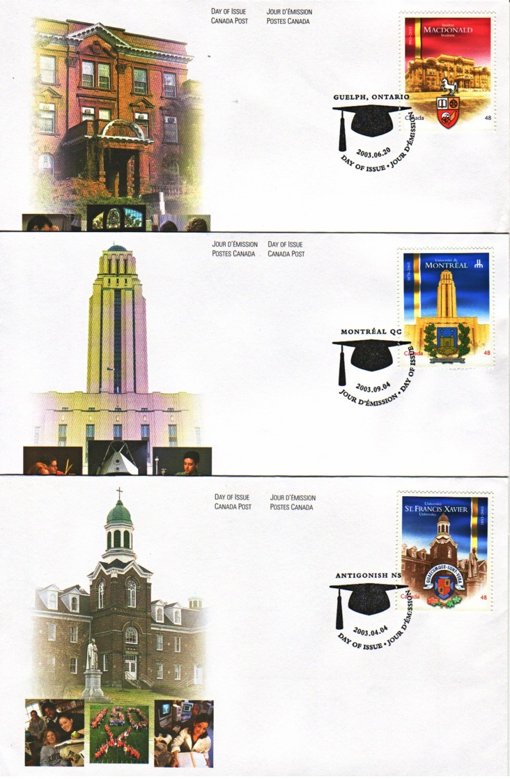 CANADA : 2003 - Lot De 5 FDC - Universités - 2001-2010