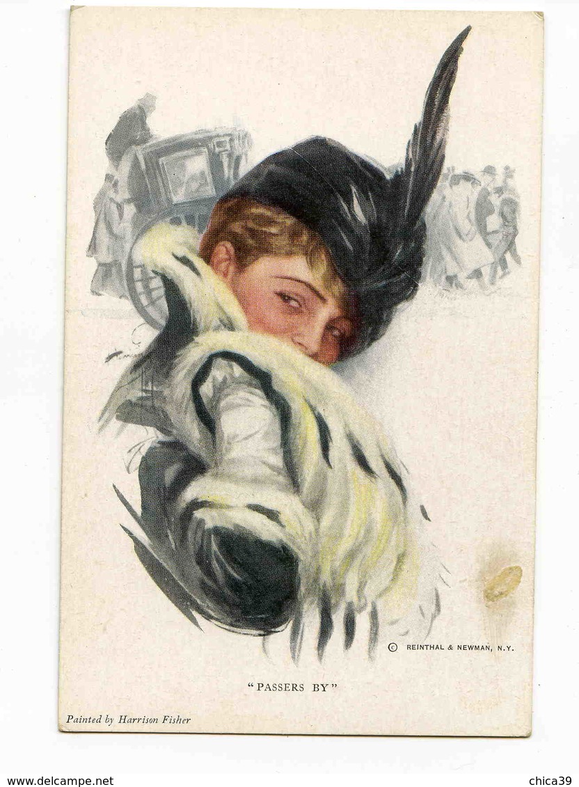 C 269  -  Illustrateur Fisher Harrison  -  Jeune Femme  -  Fourrure Et Chapeau à Plume - Fisher, Harrison