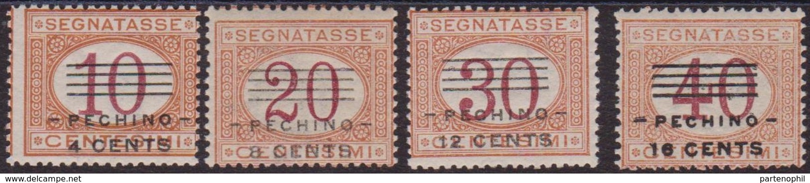 453 ** Pechino 1918 – Soprastampati Segnatasse N. 9/12. Cert. Biondi. MNH - Pékin