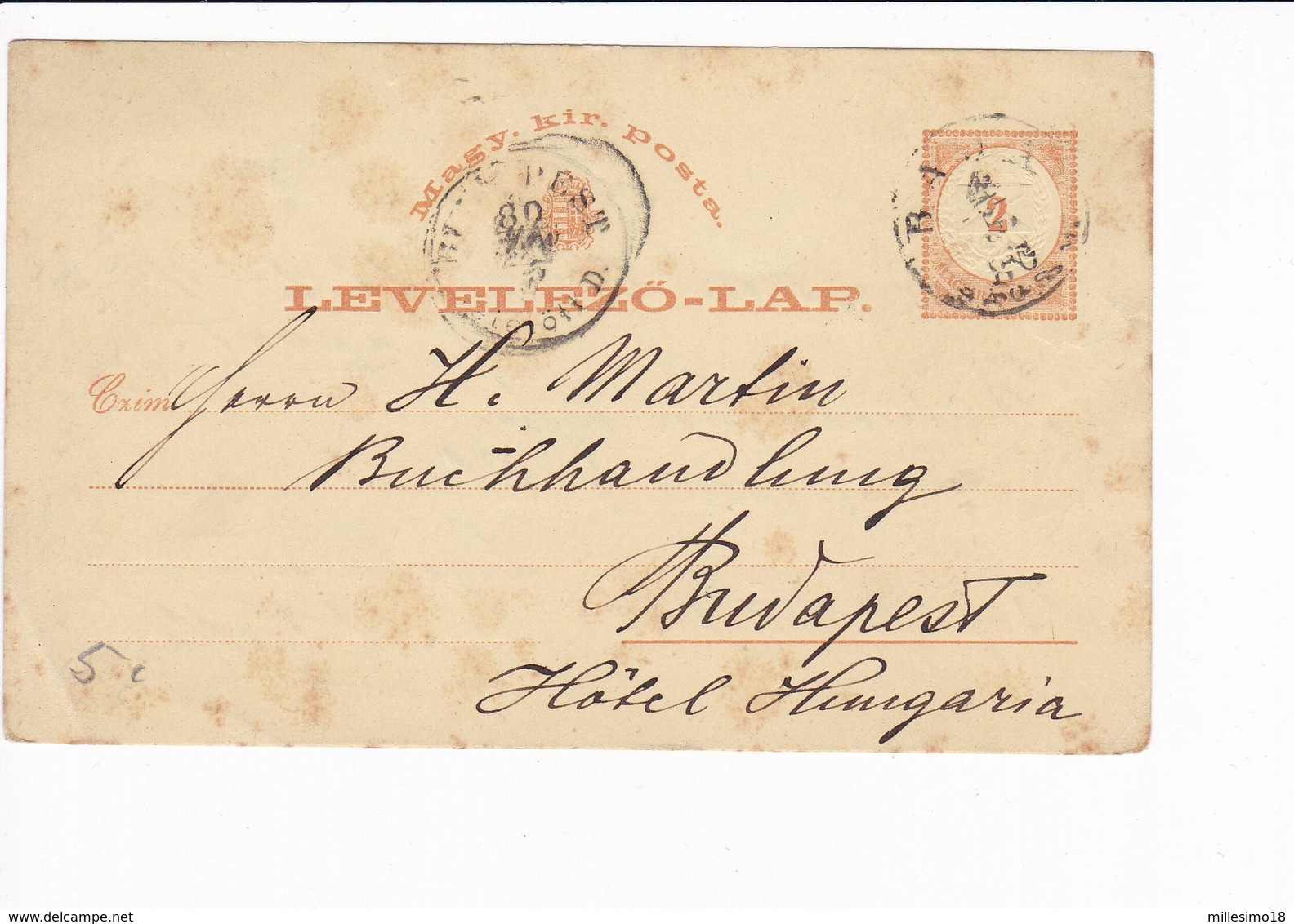 Ungheria Hungary Postal Stationery 1880 Levelezo Lap. Baja - Interi Postali