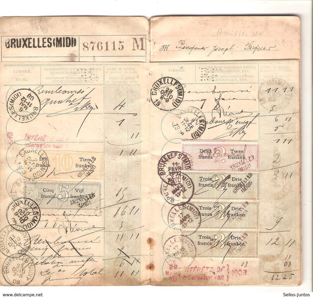 SJ59/ Carnet Caisse Générale D'Epargne Et De Retraite Griffe BXL MIDI 1910 - 1900 – 1949