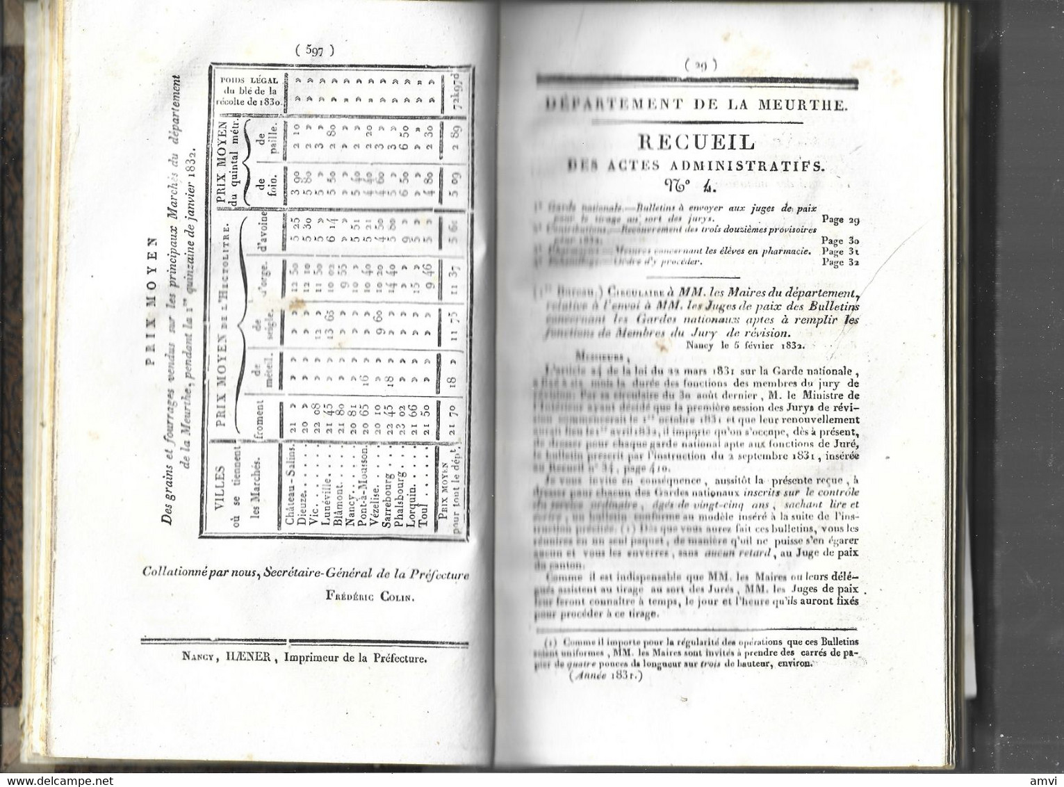 E02 -1832 - Recueil Des Actes Administratifs Pour Le Departement De La Meurthe 1 à 44 - 1801-1900