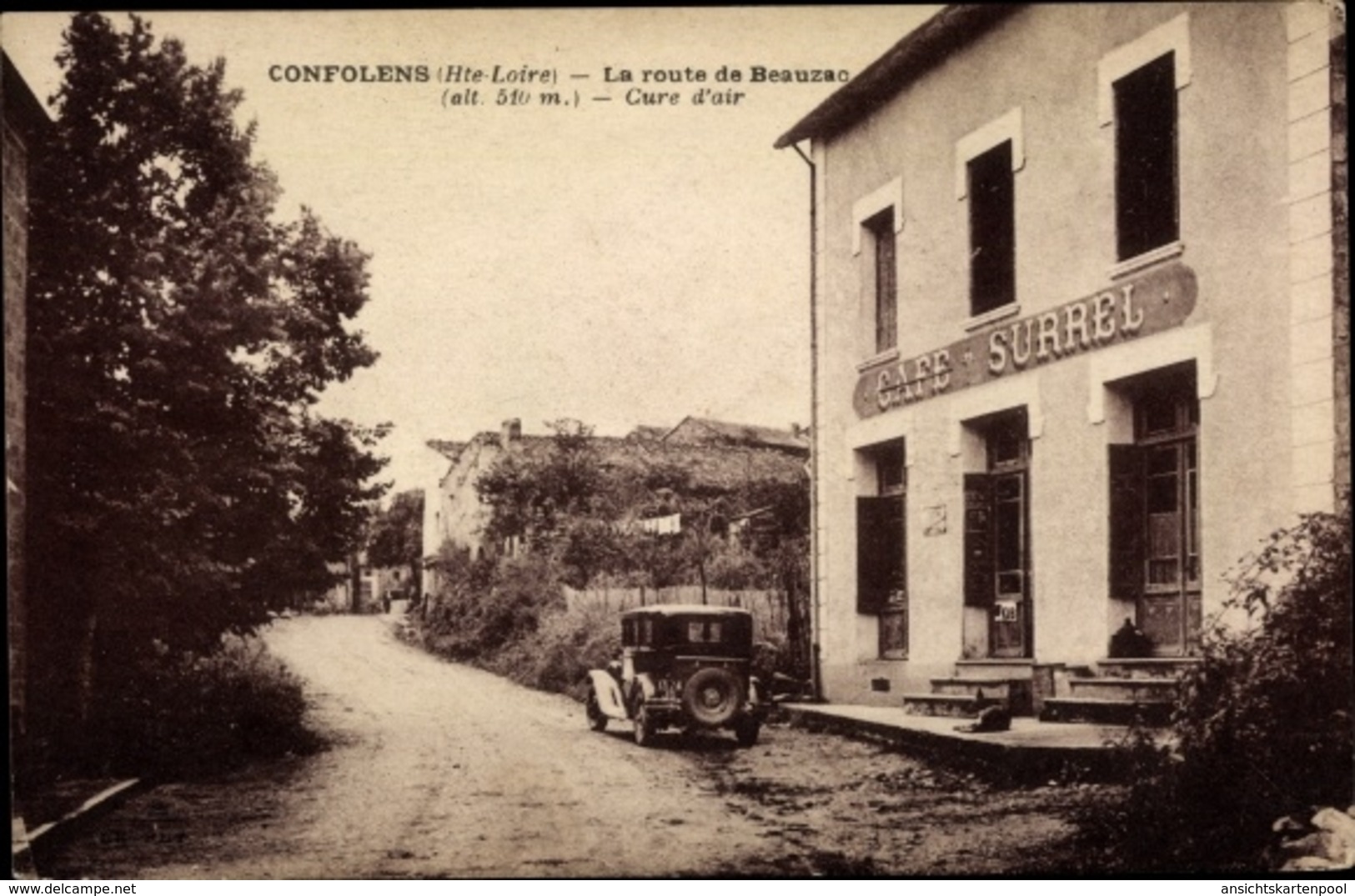 Cp Congolfens Haute Loire, La Route De Beauzac, Cafe Surrel - Sonstige & Ohne Zuordnung