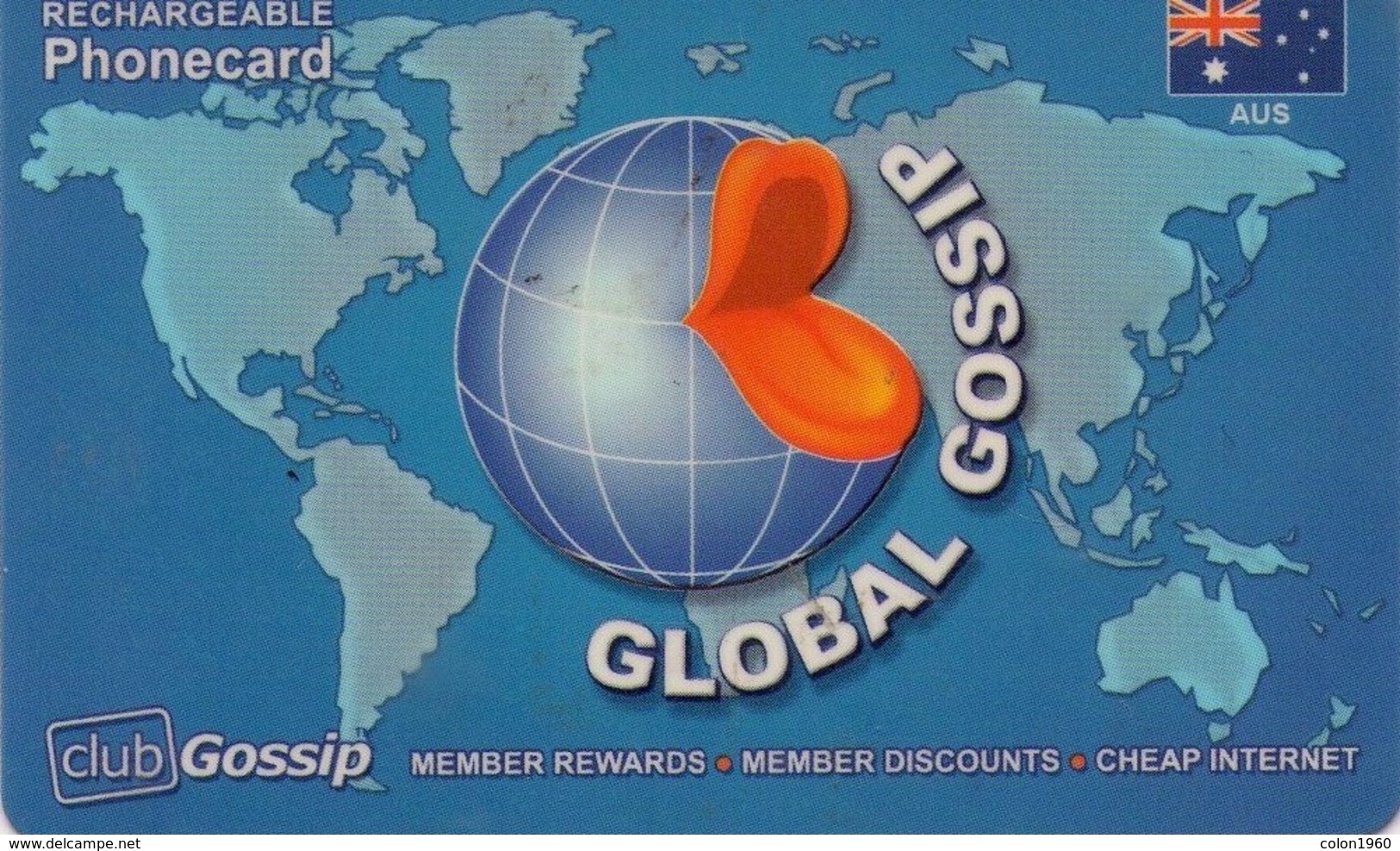 TARJETA TELEFONICA DE AUSTRALIA. Club Gossip - Member Rewards And Flag. AUS-PRE-3103. (001) - Australia