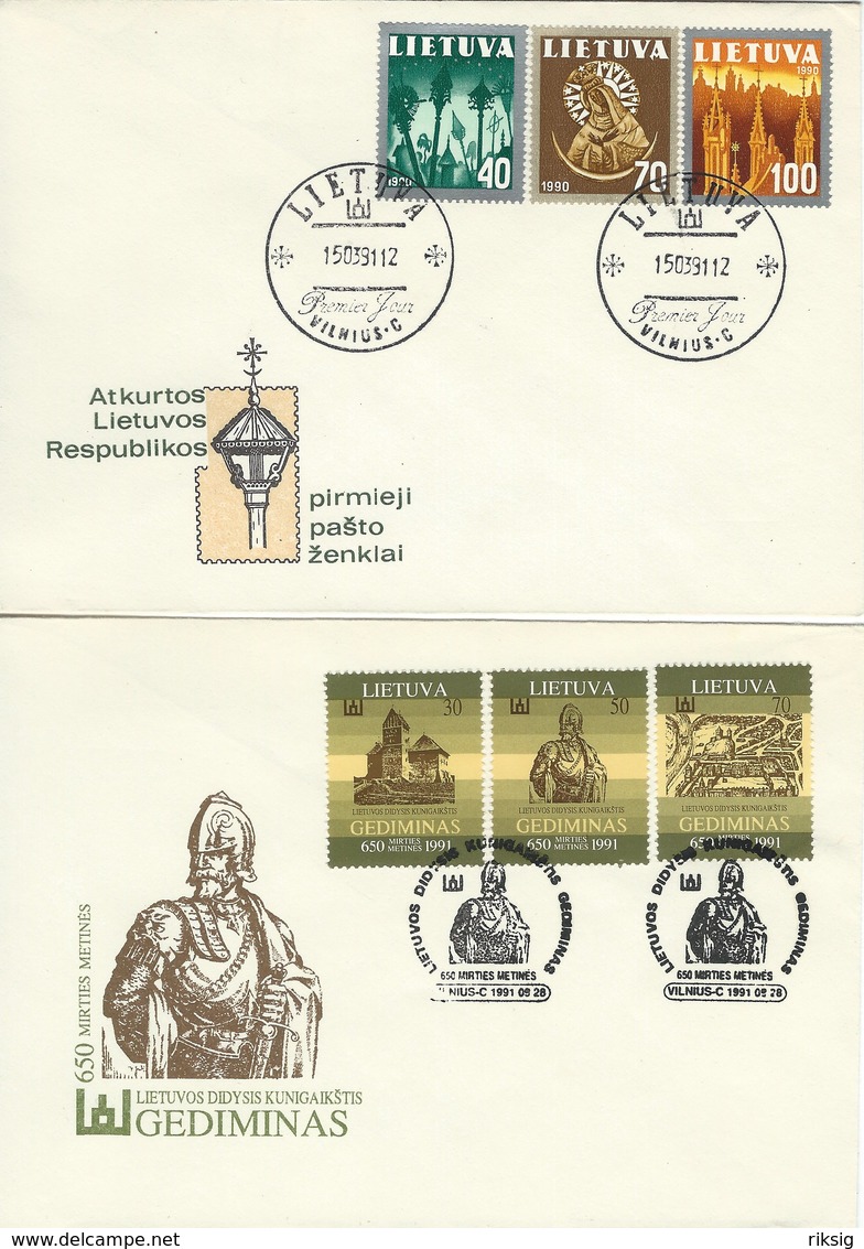 Lithuania 2 Covers Used 1991.   H-1590 - Lithuania