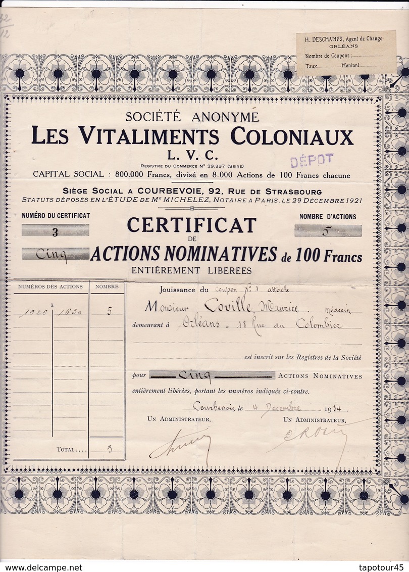 Pas 1)	Les Vitaliments Coloniaux 	1934	N=7 - Other & Unclassified