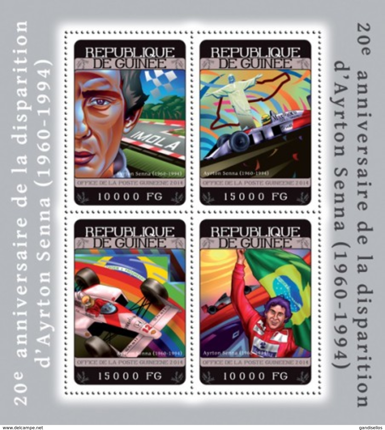 GUINEA 2014 SHEET AYRTON SENNA FORMULA 1 SPORTS CARS PILOTS AUTOS DRIVERS Gu14321a - Guinée (1958-...)