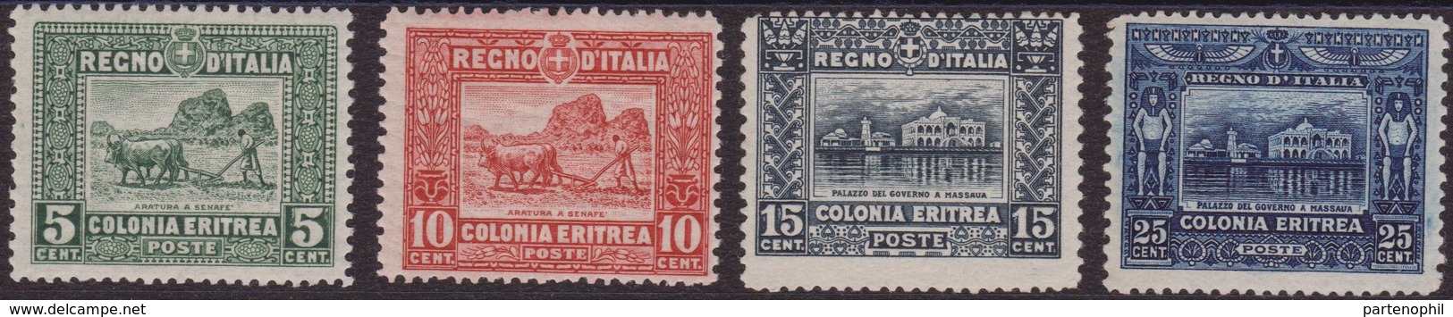505 Eritrea ** 1910/14 – Soggetti Africani N. 34/37. Cert. Raybaudii. Cat. € 2000,00. MNH - Eritrea