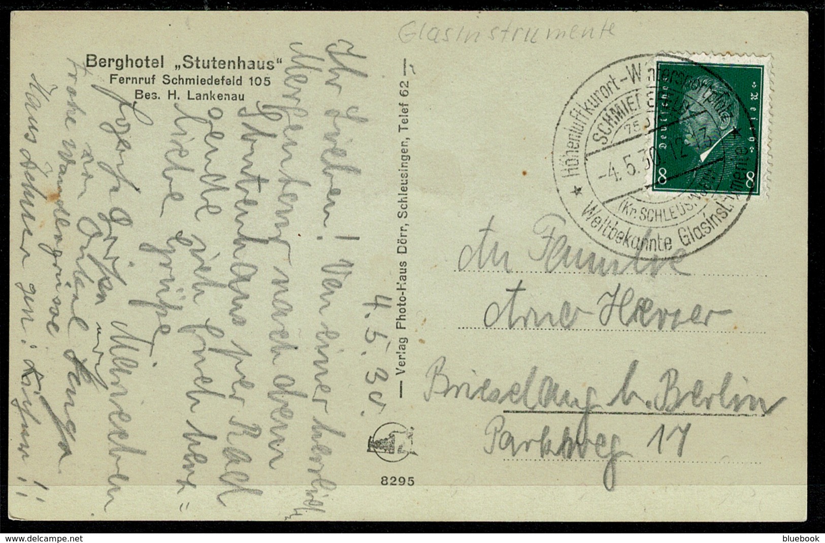 Ref 1279 - Germany 1930 Postcard Umgebung Vom Stutenhaus (Thur Wald) Good Postmark - Schmiedefeld