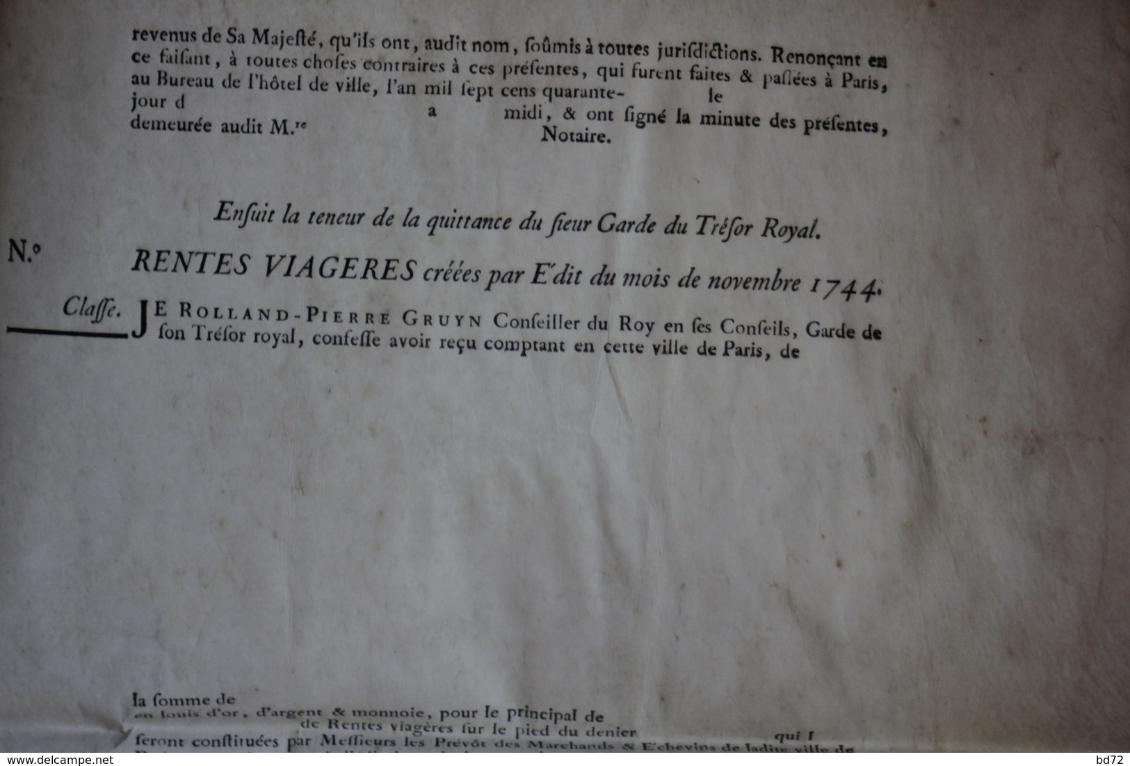 Document Ancien Vierge ( RENTES VIAGERES édit De Novembre 1744 ) - Manuscrits