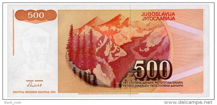 YUGOSLAVIA 500 DINARA 1991 Pick 109 Unc - Jugoslawien