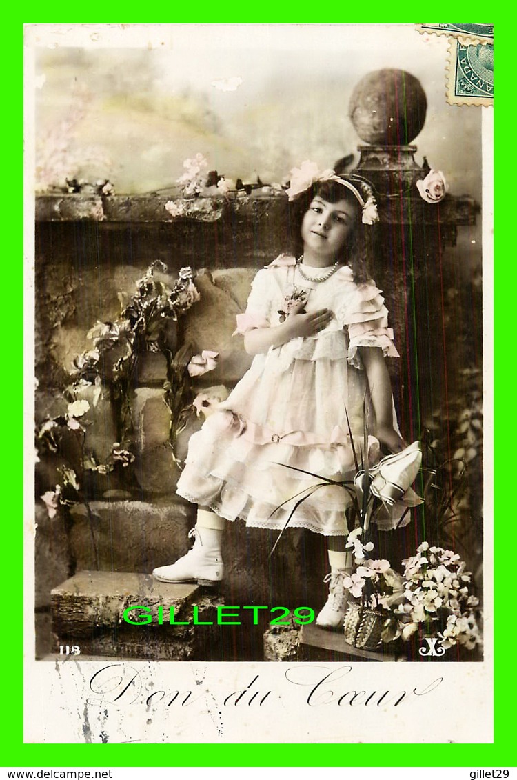 ENFANTS - PORTRAIT D'UNE JEUNE FILLE - DON DU COEUR - CIRCULÉE EN 1909 - - Portraits