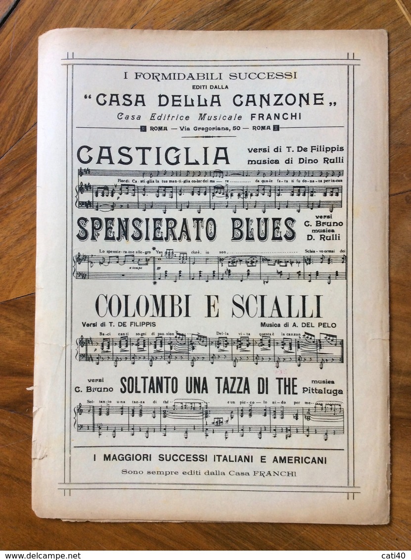 GRAFICA EDITORIALE 1927 SPARTITO MUSICALE  "Come Te " Di Rulli-Dilegge   ED. F.LLI FRANCHI  CASA DELLA CANZONE - Musica Popolare