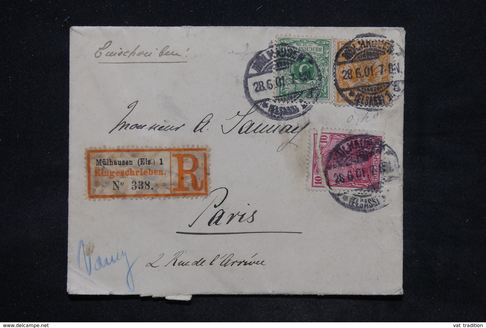 FRANCE / ALLEMAGNE - Enveloppe En Recommandé De Mulhouse Pour Paris En 1901 - L 25812 - Lettres & Documents