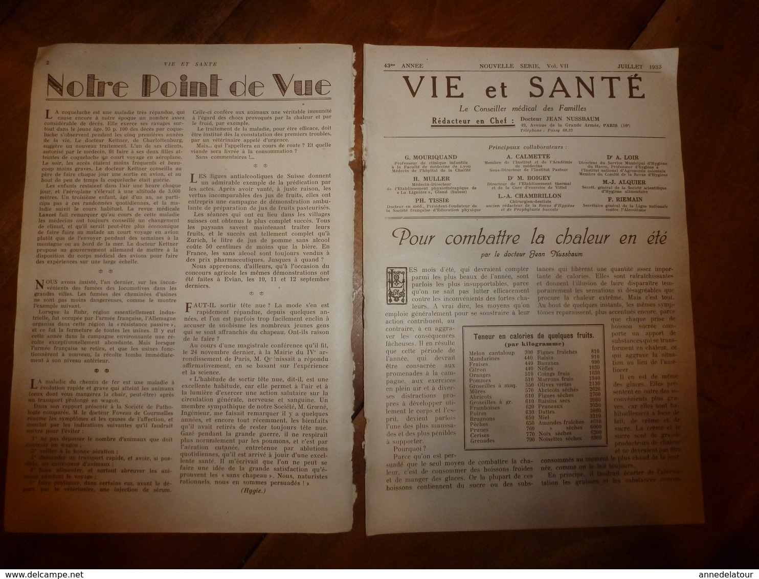 1933 VIE Et SANTÉ:Les Jeux Pour La Santé;Combattre La Chaleur En été;Mine D'or De L'alimentation;Confitures,gelées;etc - 1900 - 1949