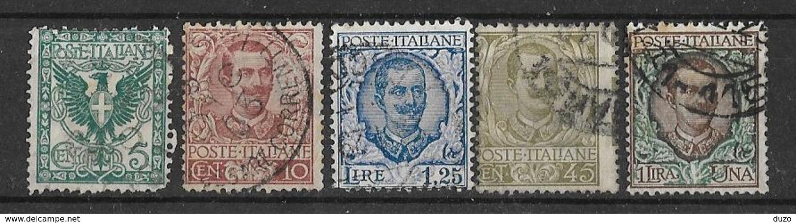 Italie 1901-44 - Victor Emmanuel III - Lot De 5 Valeurs Oblitérés -  Y&T  N° 66/67/69/71/73 - Oblitérés