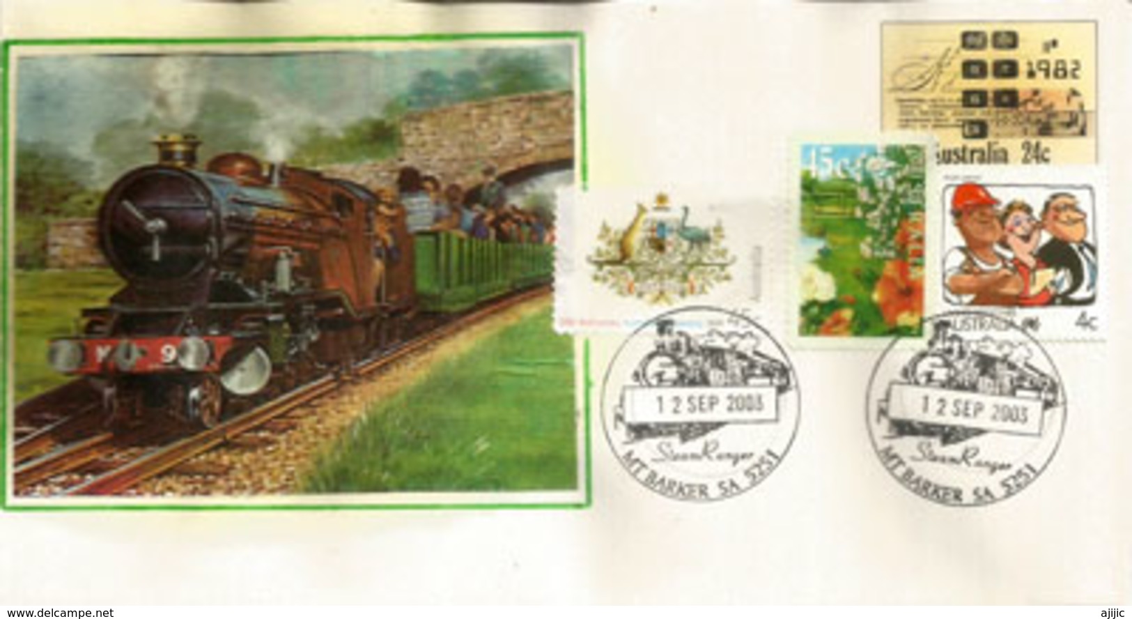 Steam Train Mt Barker Railway, South-Australia, Special Postmark Year 2003 - Trenes