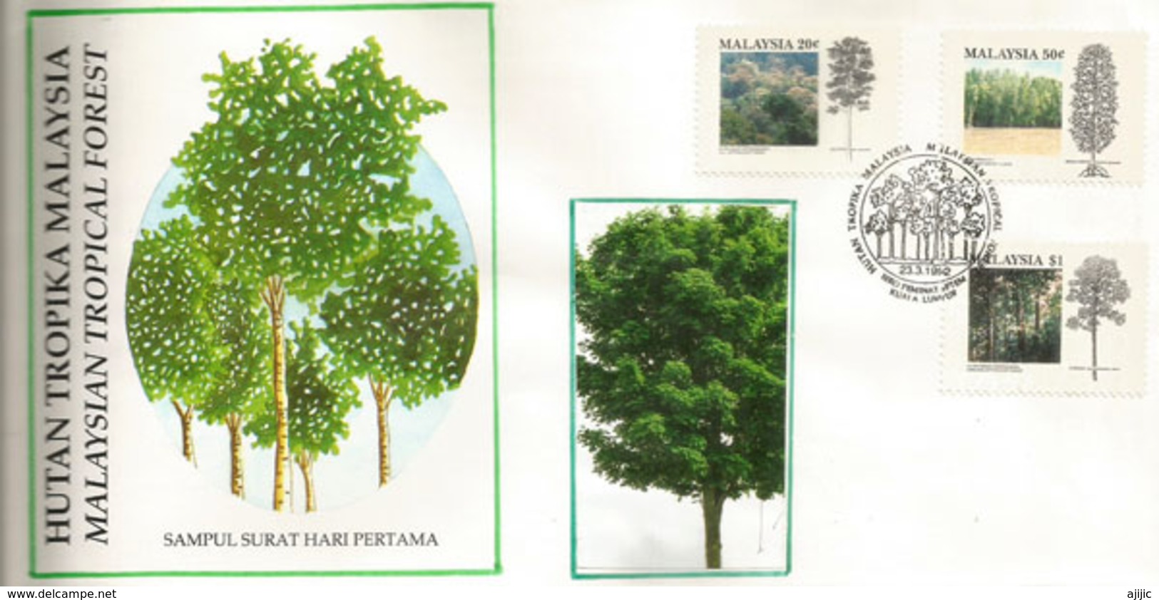 Les Arbres De Malaisie (Malaysia Tropical Forest),  FDC Malaisie 1992 - Árboles